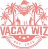 A pink and green logo for the vacay wiz.